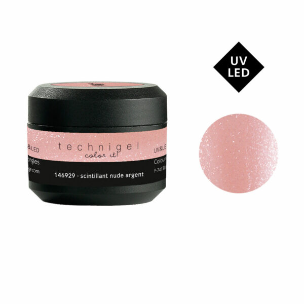 Gel de couleur pour ongles UV & LED Color it - scintillant nude argent